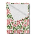 thumbnail image 2 of Peony Soft Flannel Fleece Throw Blanket, Repetitive Romantic Vintage Flower Leaves Illustration, Cozy Plush for Indoor and Outdoor Use, 60" x 80", Pink Olive Green, by Ambesonne, 2 of 5