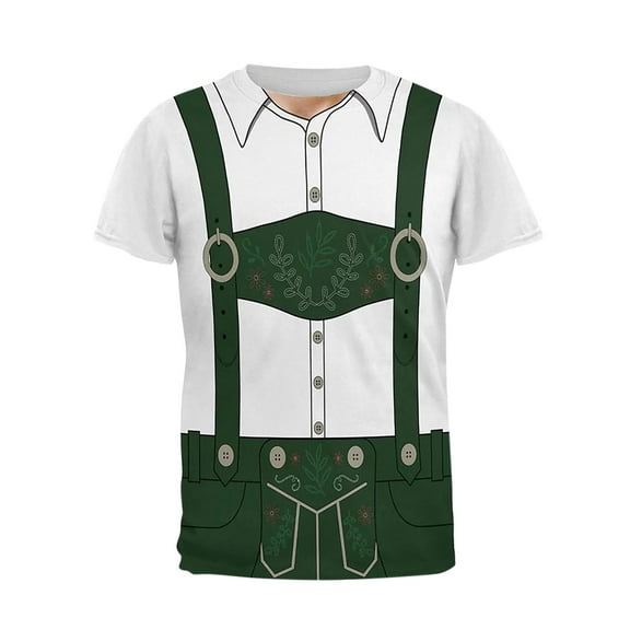 Men T Shirts Male Oktoberfest Bib Pants Plaid Funny Print Short Sleeve Round Neck T Shirt for Casual Wear