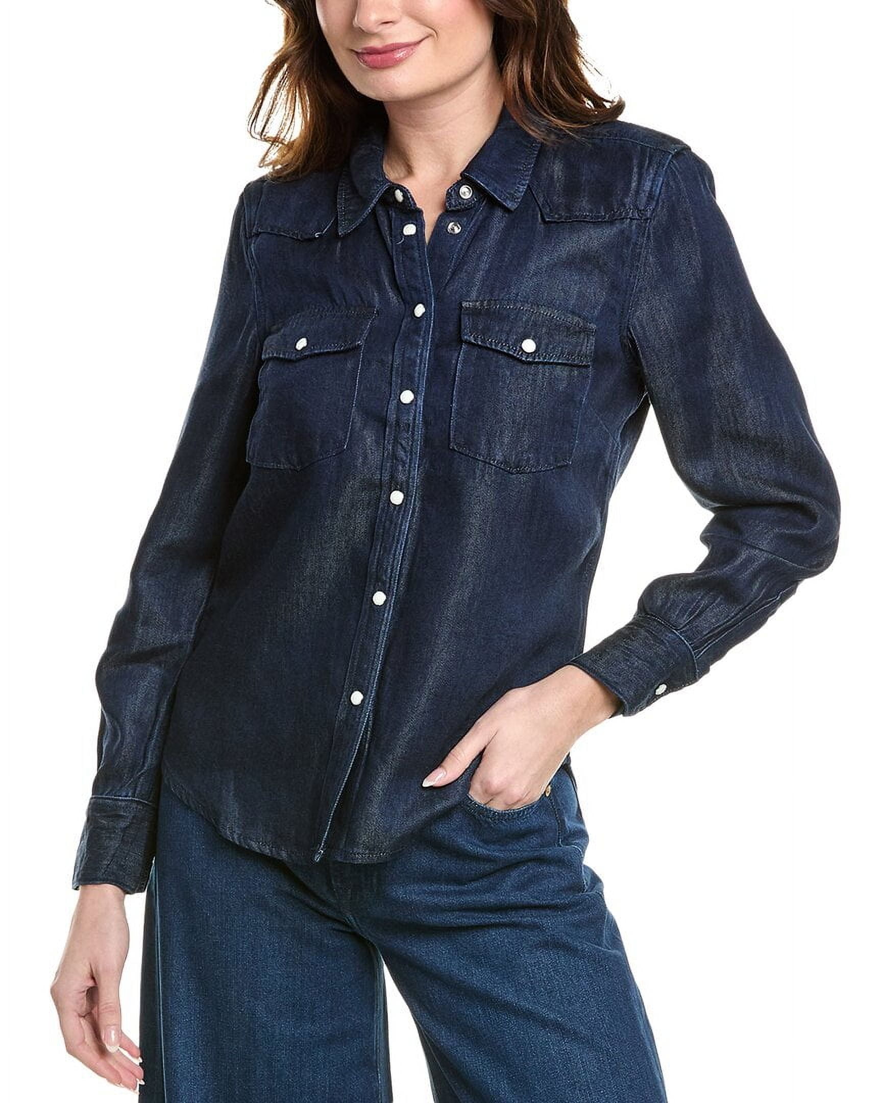 7 For All Mankind womens Western Denim Shirt, XXS, Blue