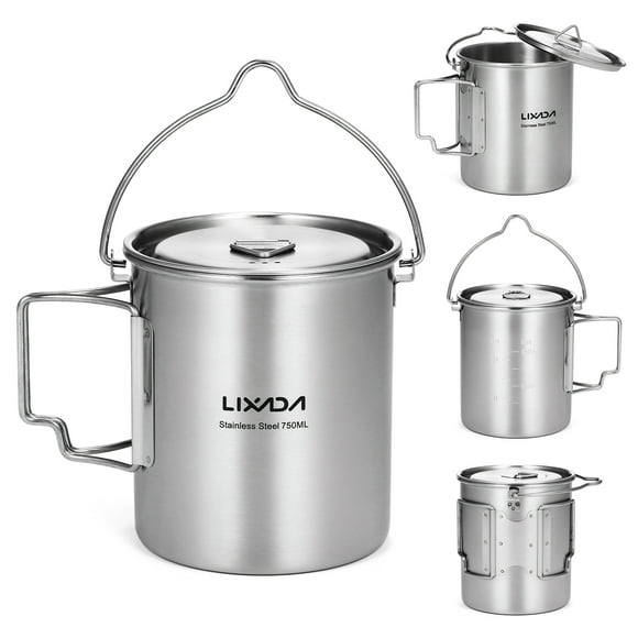Stainless steel cup,Portable Water Cup And Handle Outdoor Lid And Handle Steel Cup 750ml Water Cup With Pot Portable Water With Lid And Cup With Lid Handle Outdoor Picnic Stainless Steel Huiop