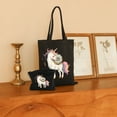 thumbnail image 2 of COMIO Cute Hungry Unicorn Munching on Yummy Donut Portable Tote Bag 2 Pcs Canvas Tote Bags with Zipper Black, 2 of 8