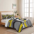 thumbnail image 5 of Queen Quilt Set 90''x96'', Yellow Geometric Lightweight Bedspread Coverlet Set with 2 Pillow Shams, Gray Black Retro Abstract Stripes Lines Breathable All Season Quilt Bedding for Bedroom/Guest Room, 5 of 9