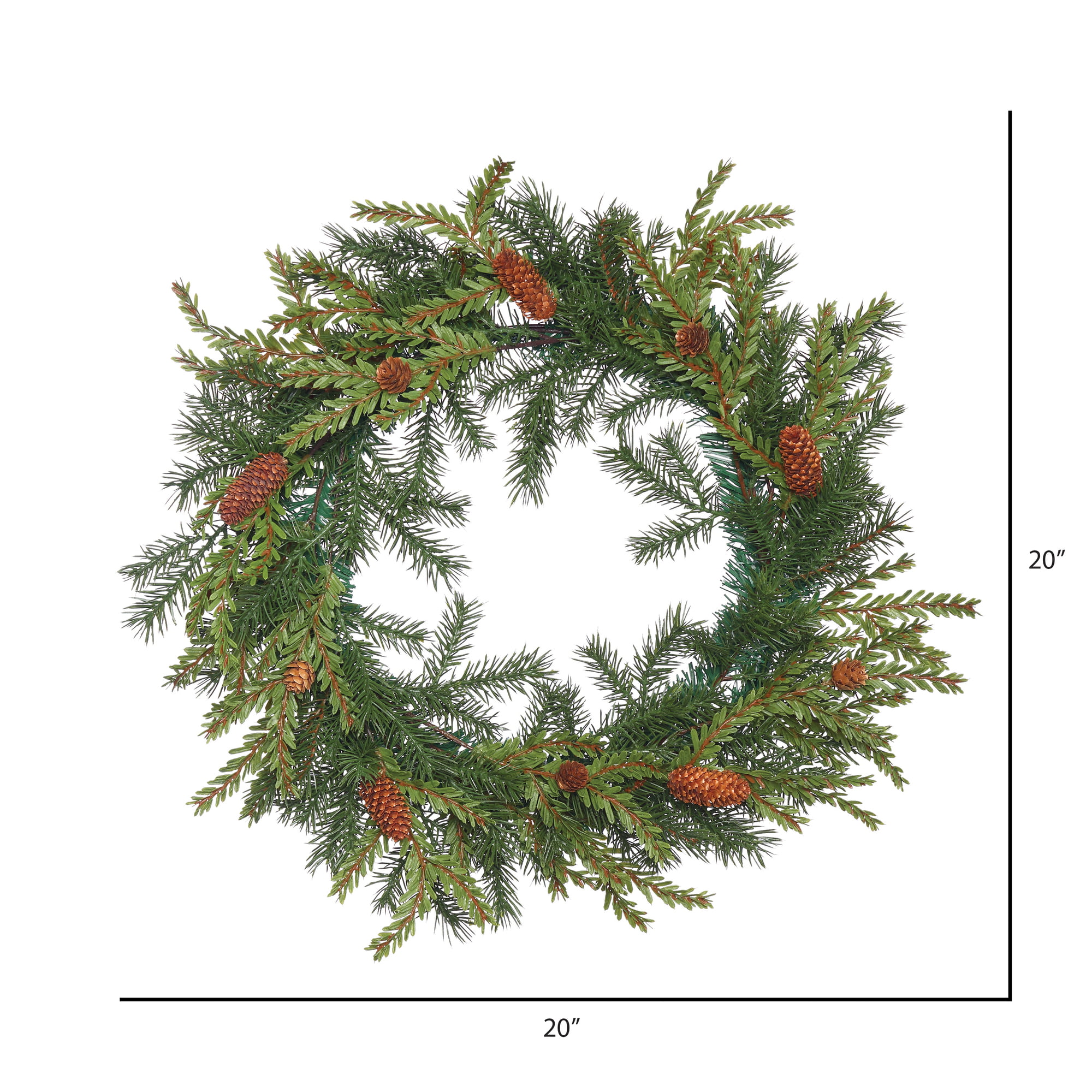 Vickerman Polyethylene Unlit Pine Wreath, 20
