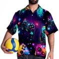 thumbnail image 4 of Game Controller Men's Short Sleeve Beach Shirts, Casual Poplin Button Down Shirt, Summer Casual Printed Unisex Shirts, 4 of 6