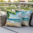 thumbnail image 3 of Outdoor Pillow Covers Summer Beach Blue Seawater Waterproof Pillow Cases 16x16 Set of 2, Tropical Plant Palm Tree Throw Pillow Cover Pillowcase for Patio Balcony Couch Garden, 3 of 9