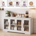 thumbnail image 2 of LAUSAINT HOME 66'' Large Sideboard Buffet Cabinet with Storage, Kitchen Storage with Glass Doors & Adjustable Shelves, Accent Farmhouse Wood Coffee Bar Table for Kitchen, Living Room, 2 of 9