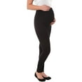 thumbnail image 2 of Plush Maternity Fleece-Lined Cotton Over-Belly Leggings Black, 2 of 3
