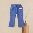 thumbnail image 4 of HVOBTTY Toddler Summers Fashion Sport Jeans Beaded and Applique Stretch Flared Leg Denim Pants for Young Girls Blue, 5-6 Years, 4 of 4