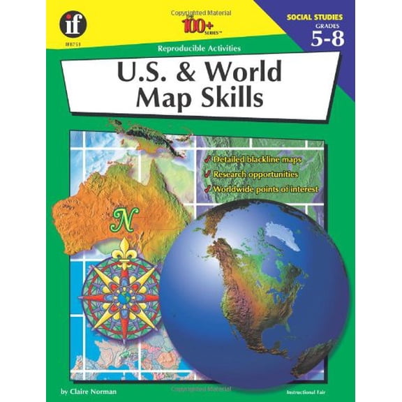Pre-Owned U.S. and World Map Skills (100+ Series) (Paperback) 0880128127 9780880128124