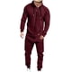 thumbnail image 2 of Mono de hombre de moda de color sólido con capucha, cremallera larga, bolsillo, mono informal, pantalones, pijama de poliéster para hombre, 2 of 6