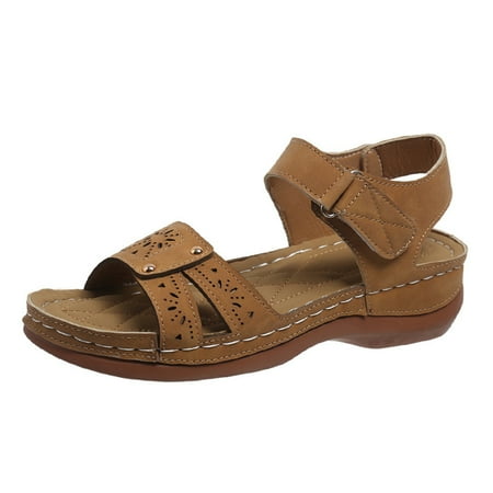

LoyisViDion Womens Sandals Clearance Shoes Solid Color Rhinestone Low-heeled Sandals Fashion Flip Flop Orthopedic Sandals Khaki
