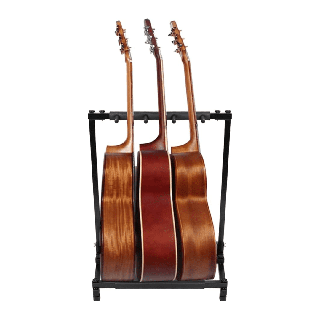 Hassch Guitar Stand Rack with Folding Design, Portable Guitar Holder for 3 Guitars, Guitar Display for Studio & Home, Black