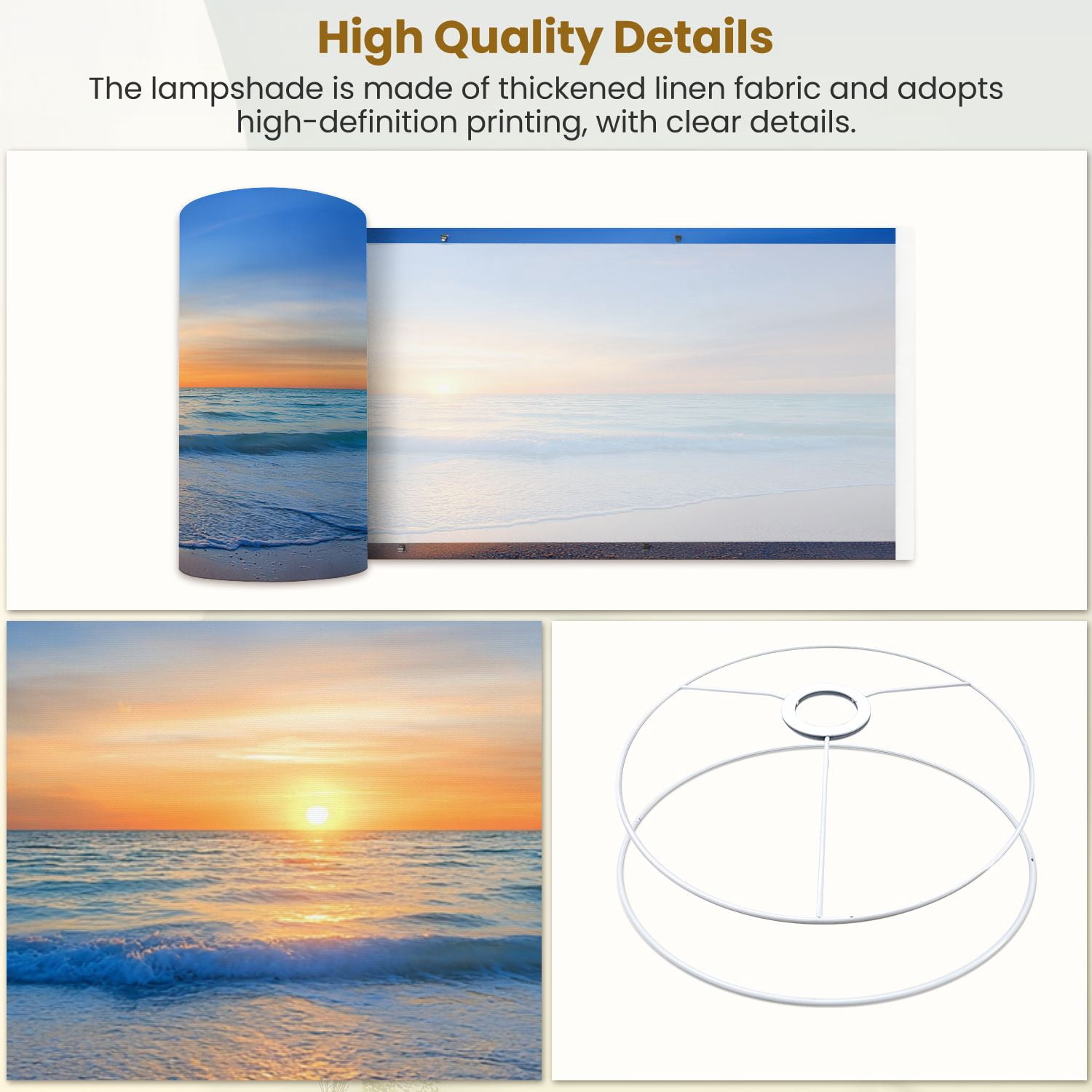 Lampshades 2 Pack Ocean Beach Sunset 13"x13"x10" Light Shade for Table Lamps Floor Lamp Shades Lampshade Replacement Easy Assembly