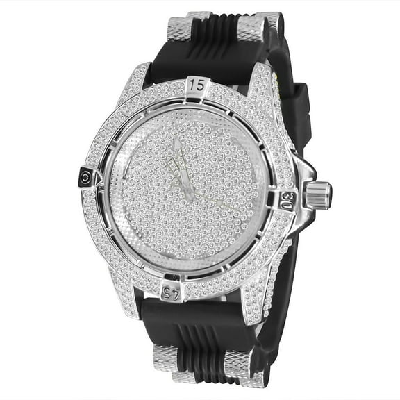 14K White Gold Finish Iced Out Simulated Diamonds Mens Watch Bullet Band Jo Rodeo Jojino