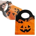 thumbnail image 2 of Halloween Tote Bags, Jack-O-Lantern Pumpkin Candy Bags, Plastic Trick Goody Bags for Halloween Party Favors Supplies (50 Pieces) 6.1x7.67", 2 of 8