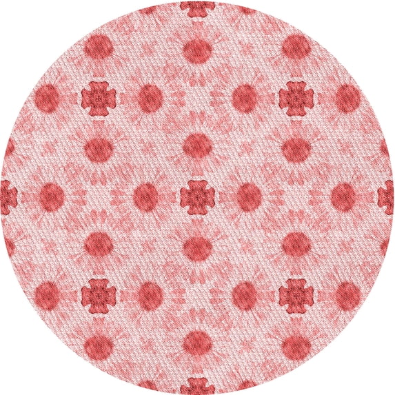 Ahgly Company Indoor Round Patterned Pink Area Rugs, 8' Round
