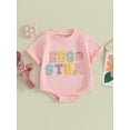 thumbnail image 2 of Suealasg Infant Baby Girls Easter Bodysuit Short Sleeve Round Neck Letter Egg Print Romper Newborn Girls Summer Casual Clothes, 2 of 9