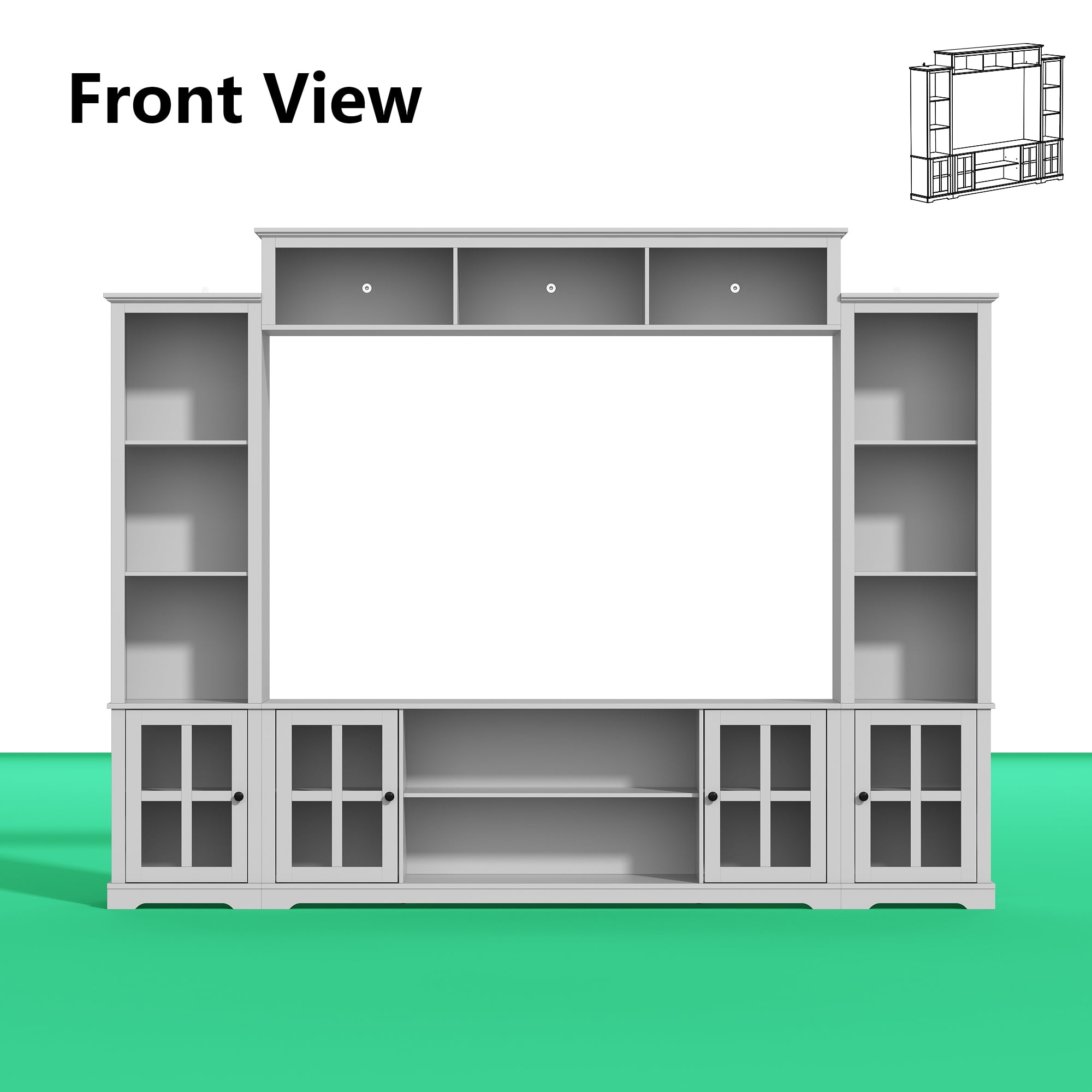 KULAGAGA Entertainment Center withHutch, Media Center with Storage and Glass Door for Living Room,Gray