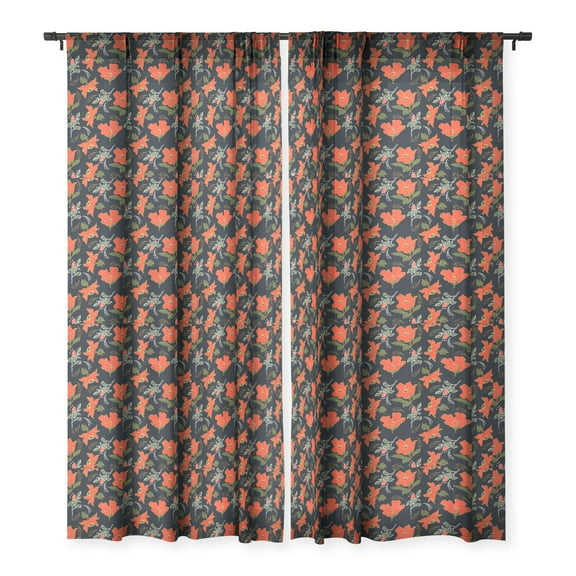 Society6 Marta Barragan Camarasa Night Bloom Single Panel Sheer Window Curtain 50" x 84"
