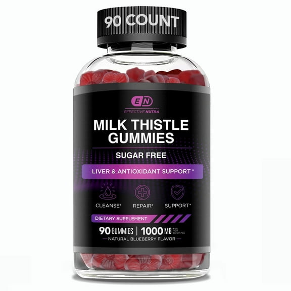 Effective Nutra Milk Thistle Gummies 1000mg, Sugar Free (90 Count)