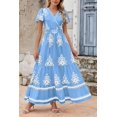 thumbnail image 4 of Vestido largo PRETTYGARDEN para mujer, verano 2025, cuello en V, estampado floral, 4 of 5