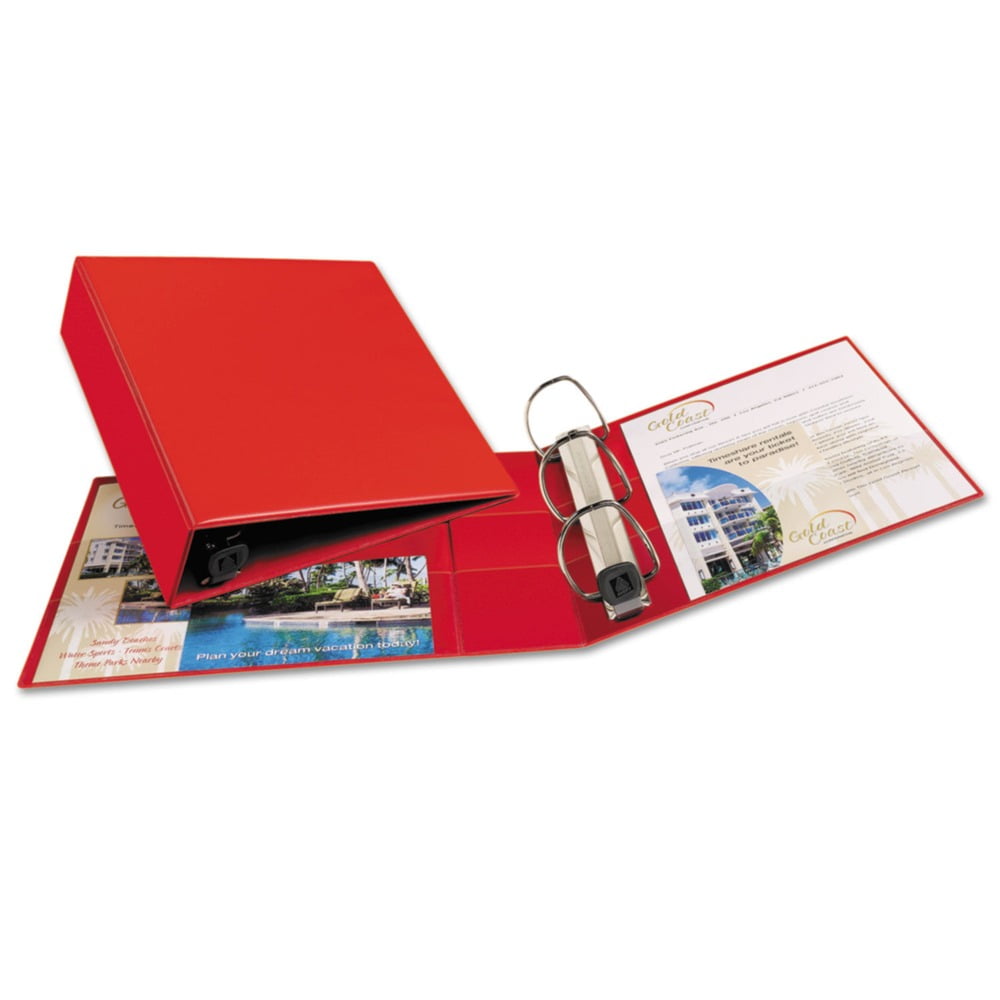 Durable View 3-Ring Binder, 1 Round Rings, 49% Recycled, Red - Zerbee