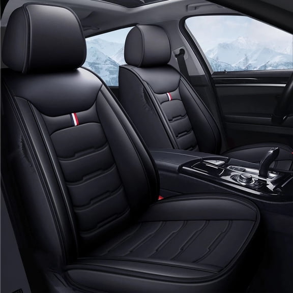 Fit For Toyota Tacoma Car Seat Cover Full Set Leather 5-Seats Front Rear Protector Black