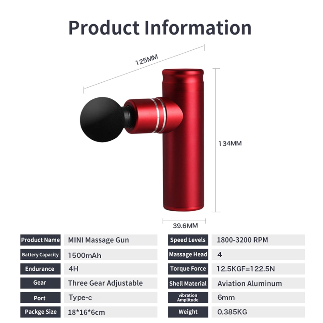Dawot Red Muscle Massage Percussive Gun Deep Tissue with 3 Adjustable Speeds and 4 Heads, Portable Relaxation Muscle Massager for Office Gym Home