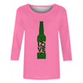 thumbnail image 5 of Pompotops T-Shirt Décontracté d'Été pour Femmes avec Imprimé Bière, Col Rond, Manches 3/4, Coupe Ample en Solde, 5 of 5