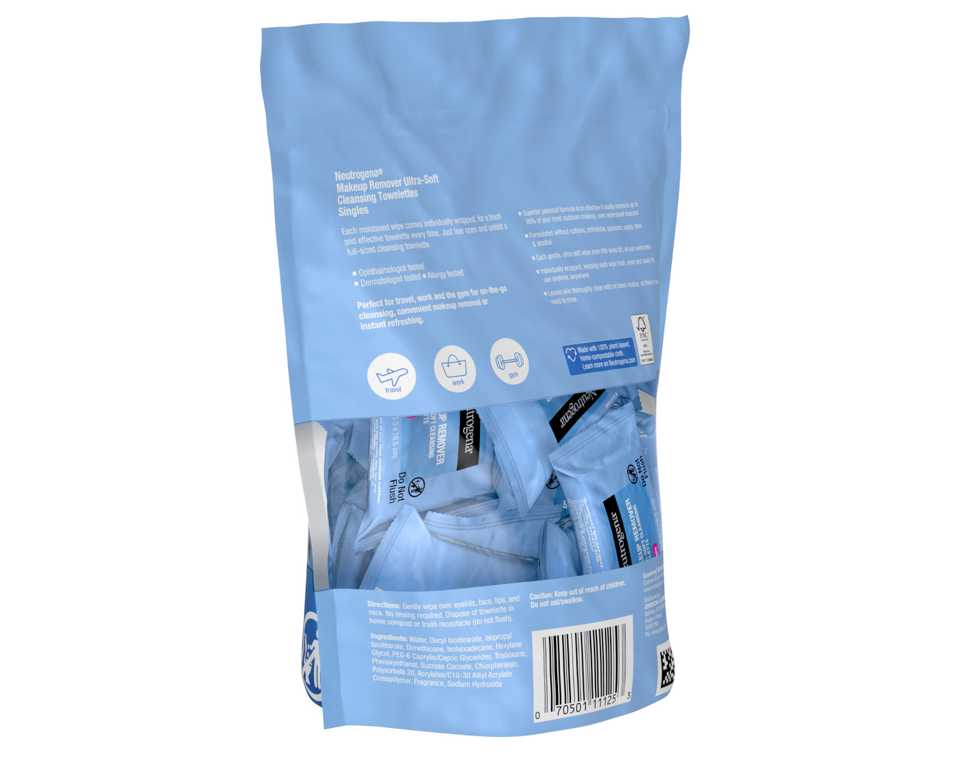 6 Pack Neutrogena Cleansing Facial Wipes, Individually Wrapped, 1 Bag of 20 Each - image 5 of 5