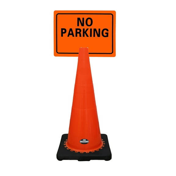 RK-Safety 28" Orange Cone, Black base without Reflective Tape, Plus Cone Sign 22 "No Parking", (Cone-2 ea Cone Sign-2 ea)
