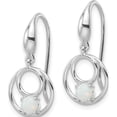 thumbnail image 2 of Sterling Silver Rhod-Plated Polished Created Opal Circles Dangle Earrings (Width 11.7) (Length 25.5) - Jbsp, 2 of 5