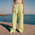 thumbnail image 4 of EDFBUYKRS Female Women Pants Casual Sweatpants Women Petite Short Set Women's Casual Pants Lace Trim Straight Leg Pants Comfortable Breathable Summer Fall Travel Outdoor Everyday Wear M, 4 of 5