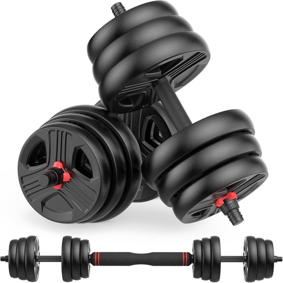 Adjustable Dumbbells, 30lbs Free Weights Dumbbells Convertible 2 in 1 Set Used as Barbell, Kettlebells, A Pair of Lightweight for Home Gym