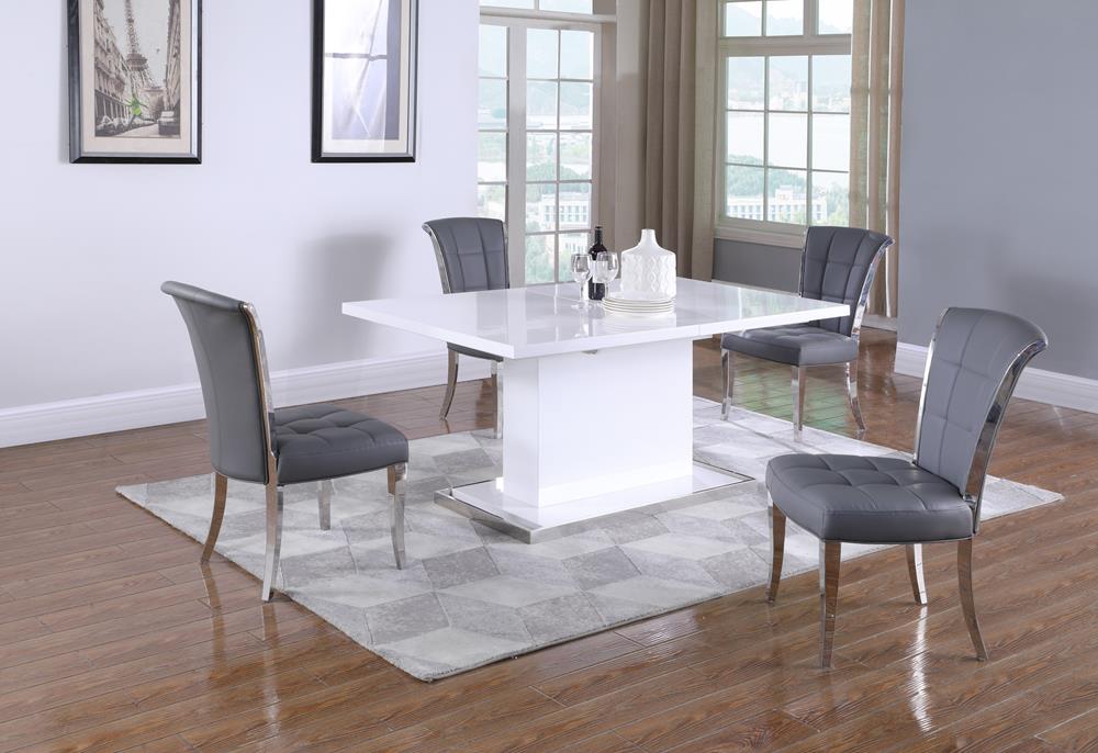 Chintaly Modern Extendable Gloss White Wooden Dining Table Walmart