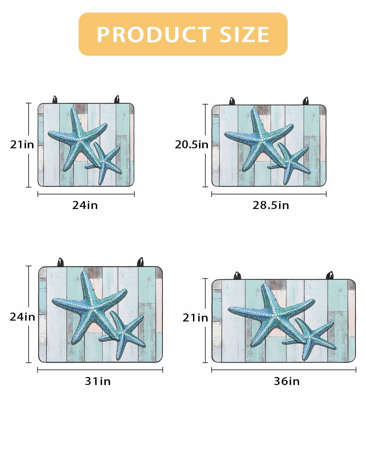 nqOlkjepod Large Induction Cooktop Protector Mat 24"x21", Teal Blue Starfish Stove Top Covers for Electric Stove, Summer Beach Coastal Retro Wooden Stove Burner Cover Mats, Glass Top Stove Cover