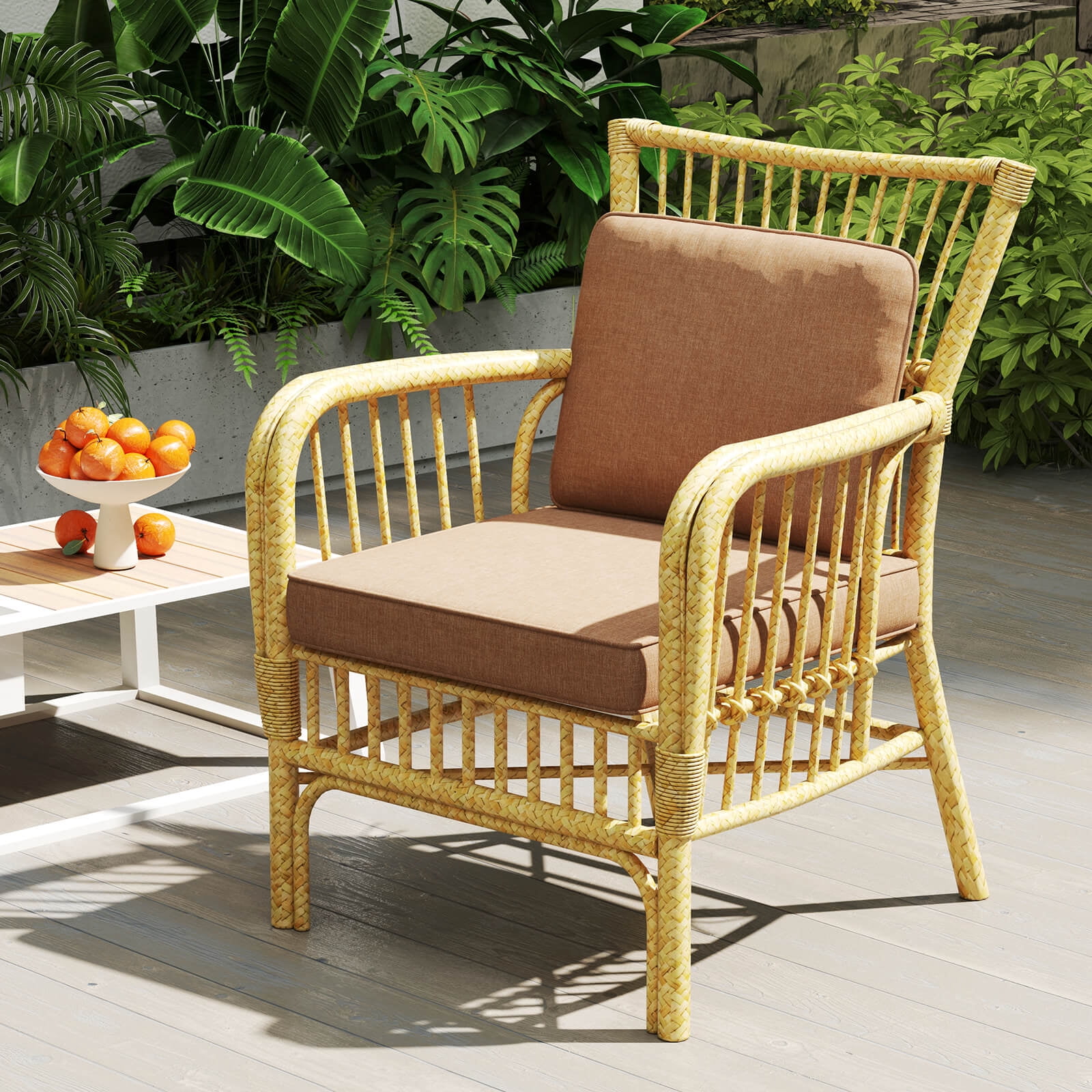 Costway 2-Pack 24" x 24" Deep Seat Cushion & Back Pillow with Removable Covers Outdoor Beige