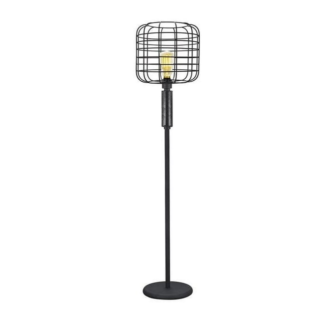 Benzara BM207455 Lampadaire de Forme Moderne en Cage avec Base Circulaire et Motif en Maille&44; Noir