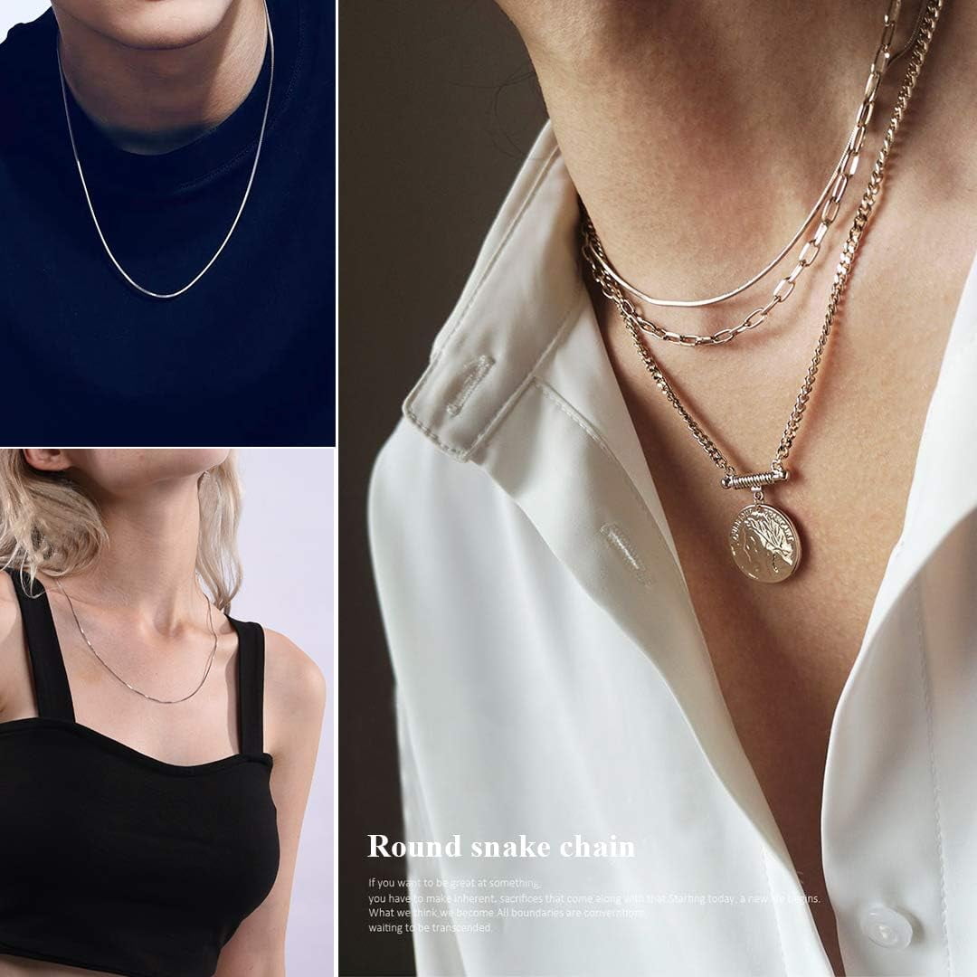 ChainsHouse 2.0mm Thin Snake Chain Necklaces for Women Men Stainless Steel Waterproof 16"-30" Jewelry Gift