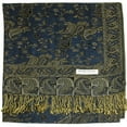 thumbnail image 2 of Falari Women's Reversible Paisley Woven Pashmina Shawl Wrap Scarf 80" x 27" Navy, 2 of 3