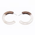 thumbnail image 2 of Resin & Walnut Wood Stud Earring Findings Half Hoop Earrings Imitation Gemstone with 304 Stainless Steel Pin Clear 35x35x4mm Pin: 0.7mm, 2 of 3