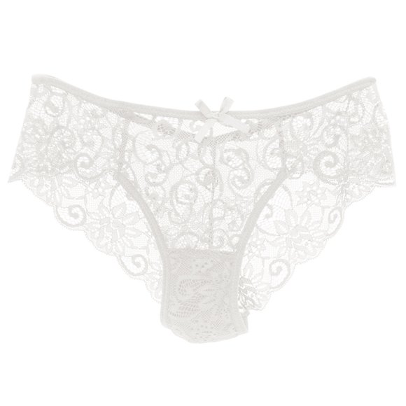 TOWED22 Strings sous-Vêtements pour Femmes Culottes Dentelle Découpes Taille Ajourée Culottes (Blanc, TG)