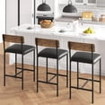 thumbnail image 3 of Bingirl Set of 2 Rustic Brown Upholstered Kitchen Bar Stools with Footrest and Back, 25.5 Inches Counter - Height, Easy to Assemble for Counter, Bar, and Island, 3 of 6