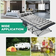 ABORON Folding Camping Cot Bed ,With Removeable Mattress for Adults,Portable Outdoor Cots with 2 Sided Mattress & Carry Bag