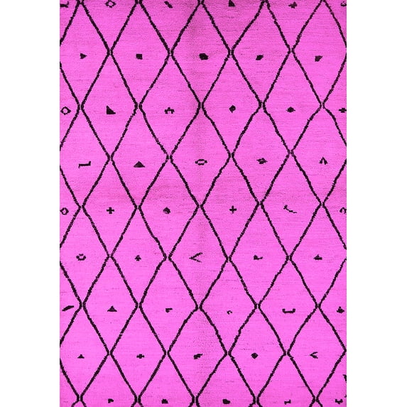 Ahgly Company Indoor Rectangle Solid Pink Modern Area Rugs, 7' x 9'
