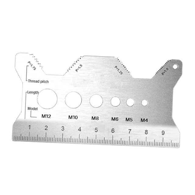 Calibrador de tornillos, calibre de pernos, tarjeta de acero inoxidable, comprobador de roscas portátil de doble , herramienta de medición para