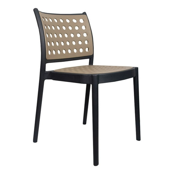 JAUZ IMPROVEMENT 1pz Silla Minimalista Color Arena Moderna Ton con Base Oscura Ideal Parar Exteriores y Interiores (A2328)