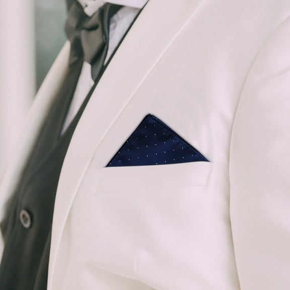 UPOUART Suit Accessories Men Square Scarf Navy Blue 2Pcs 9.4X9.4X0.4In