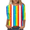 thumbnail image 1 of Haut Imprimé de Noël pour Femmes, Blouse à Manches 3/4 et Col Rond au Design Festif des Fêtes pour Tenue Décontractée et Bureau, 1 of 8