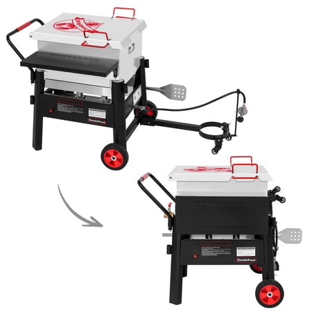 Creole Feast CFB1001A, Single Sack Crawfish Boiler, Outdoor Stove Gas Cooker with 10-psi Regulator and Folding Tank Mounting Bracket, for Crawfish Season, Black